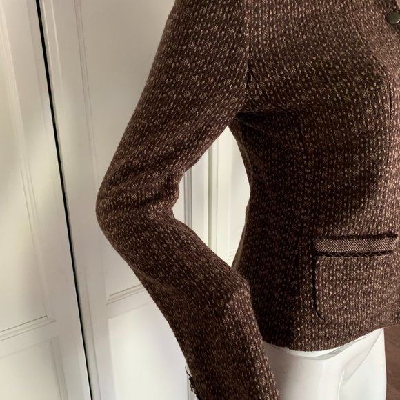 Tahari xs brown wool jacket with velvet accents - Picture 6 of 8